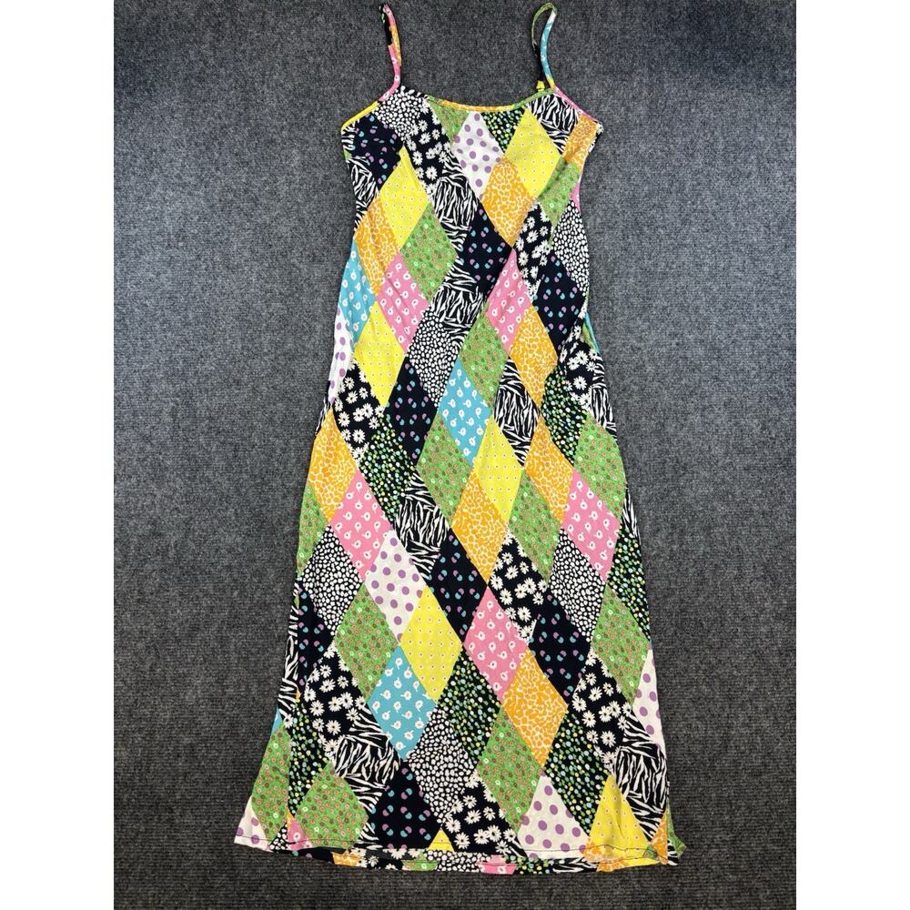 RIXO Multi-Color Patchwork Maxi Slip Dress Womens XXS Boho Festival